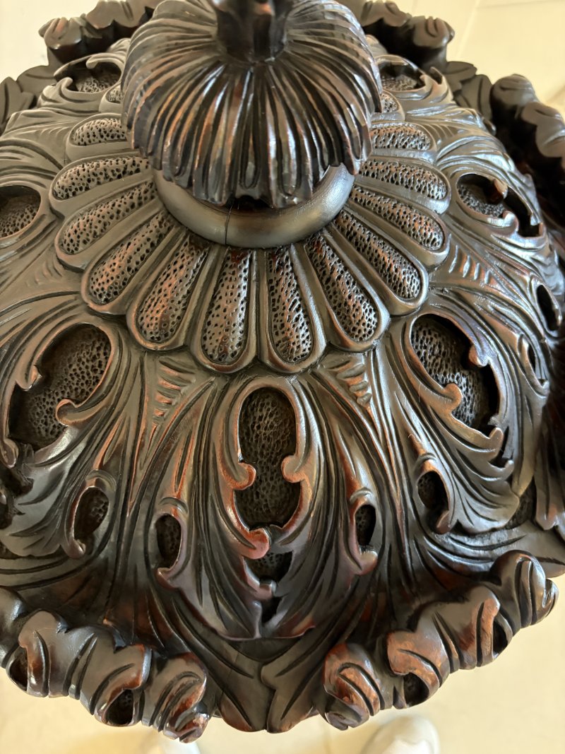 Large Magnificent Antique Pair of Carved Mahogany Urns - Image 13